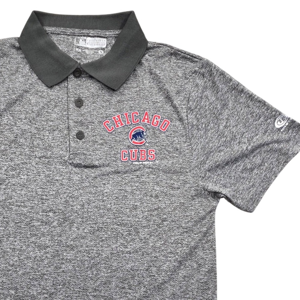 True Fan Chicago Cubs MLB Polo SS Shirt‎ Gray Heather Mens Medium